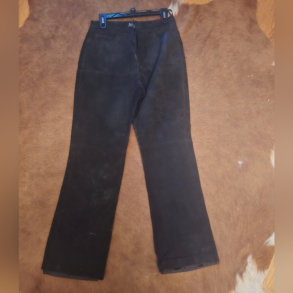 Black Suede Leather Pants